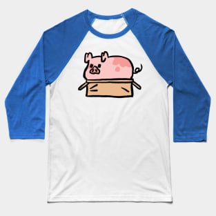 Cute Cartoon Piggy In a Box Baseball T-Shirt